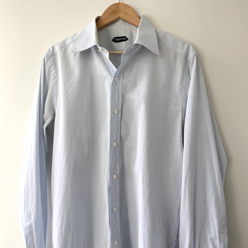 Tom Ford Light Blue Slim-Fit French Cuff Cotton Dress Shirt 44/17.5